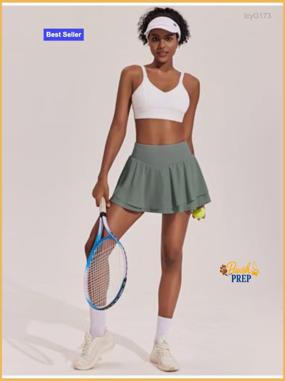 Pleated Tennis Skirt Double Ruffle Golf Skort Tummy Control with Pockets - Picture 5 of 7